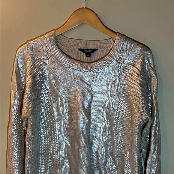 Simply Vera Vera Wang Silver Cable Knit Sweater - Picture 3 of 5